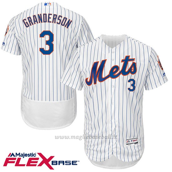 Maglia Baseball Uomo New York Mets Curtis Granderson 3 Bianco Flex Base Autentico Collezione Giocatore